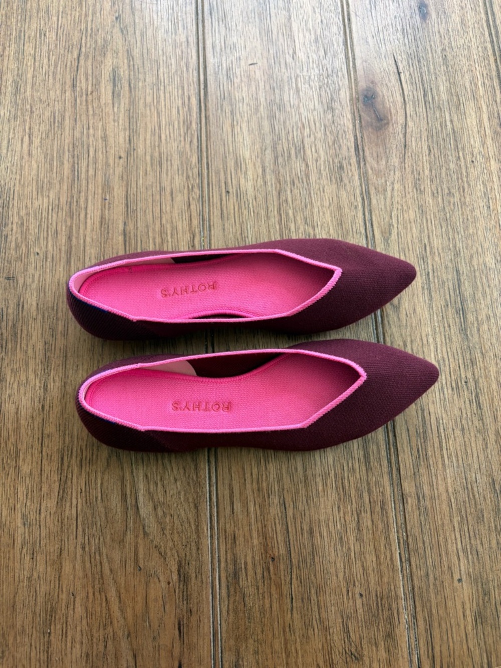 Rothy's Burgundy Flats with Pink Insole